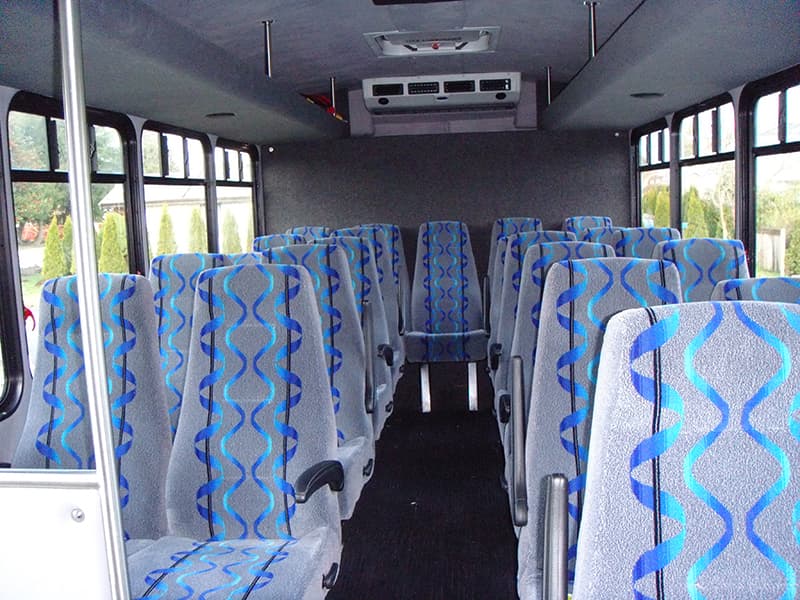 interior of a minibus shuttle